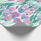 Frühlingrosa Lila Tulip Floral Wasserfarbe Geschenkpapier (Ecke)