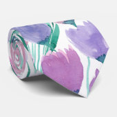 Frühlingrosa Lila Tulip Floral Wasserfarbe Krawatte (Gerollt)