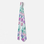 Frühlingrosa Lila Tulip Floral Wasserfarbe Krawatte (Rückseite)