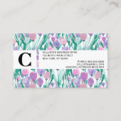 Frühlingrosa Lila Tulip Floral Wasserfarbe Visitenkarte (Rückseite)