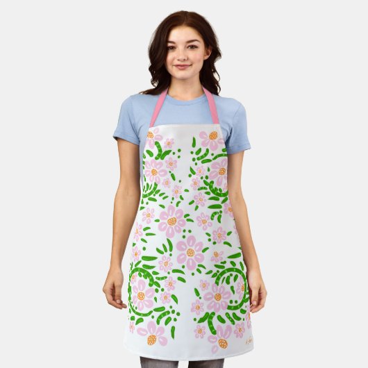 Frühlingrosa Schürze (Getragen)