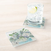 Frühlings-Anordnung - Aquarell-Blumenstrauß Glasuntersetzer (Schrägansicht)