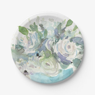 Frühlings-Anordnung - Aquarell-Blumenstrauß Pappteller