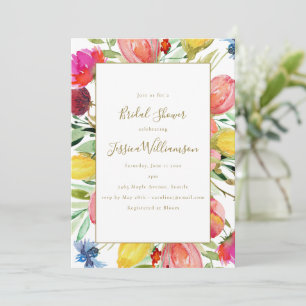 Frühlings-Aquarell-Blumengarten-Brautparty Einladung