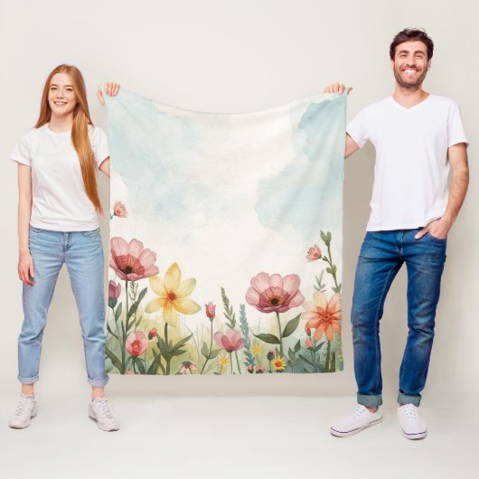 Frühlings-Aquarell Fleecedecke (Beispiel)