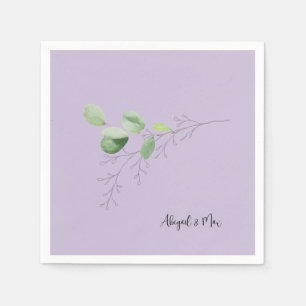 Frühlings-Aquarell-Handgemalte Foliage Lavendel Serviette