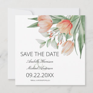 Frühlings-Aquarell Pfirsichfarbene Blüten Save The Date