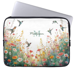 Frühlings-Aquarell-Vögel Florales Monogramm Wildbl Laptopschutzhülle