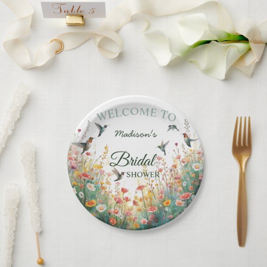 Frühlings-Aquarell-Vögel Florales Monogramm Wildbl Pappteller (Hochzeit)