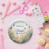 Frühlings-Aquarell-Vögel Florales Monogramm Wildbl Pappteller (Party)