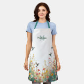 Frühlings-Aquarell-Vögel Florales Monogramm Wildbl Schürze (Getragen)