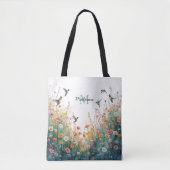 Frühlings-Aquarell-Vögel Florales Monogramm Wildbl Tasche (Vorderseite)