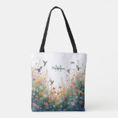Frühlings-Aquarell-Vögel Florales Monogramm Wildbl Tasche (Rückseite)