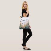 Frühlings-Aquarell-Vögel Florales Monogramm Wildbl Tasche (Am Model)