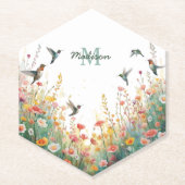 Frühlings-Aquarell-Vögel Florales Monogramm Wildbl Untersetzer (Vorderseite)
