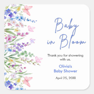 Frühlings-Baby-Blumen-Babyshower  Quadratischer Aufkleber
