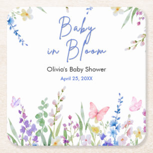 Frühlings-Baby-Party 'Baby in Bloom' Rechteckiger Pappuntersetzer
