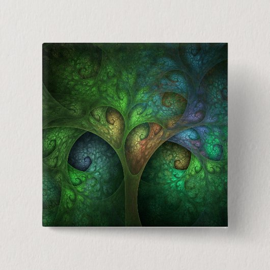 Frühlings-Baum-Quadrat-Knopf Button (Vorderseite)