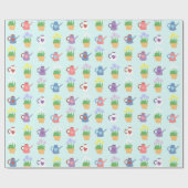 Frühlings-Bewässerungs-Dosen-und Pflanzen-Muster Geschenkpapier (Flach)