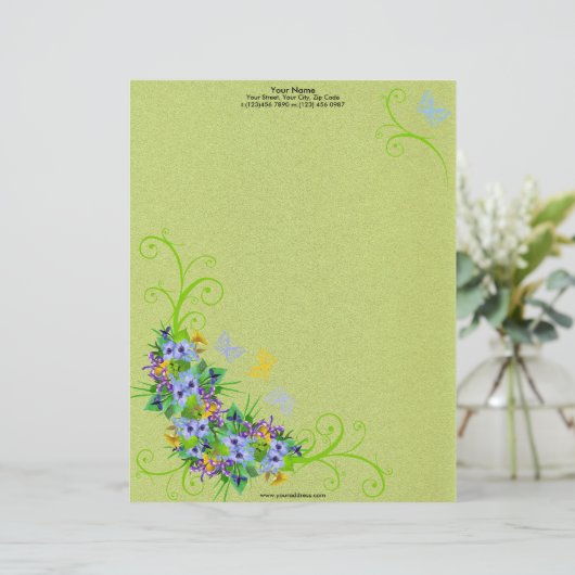 Frühlings-Blume mit Schmetterlings-Briefkopf Briefkopf (Stehend Vorderseite)