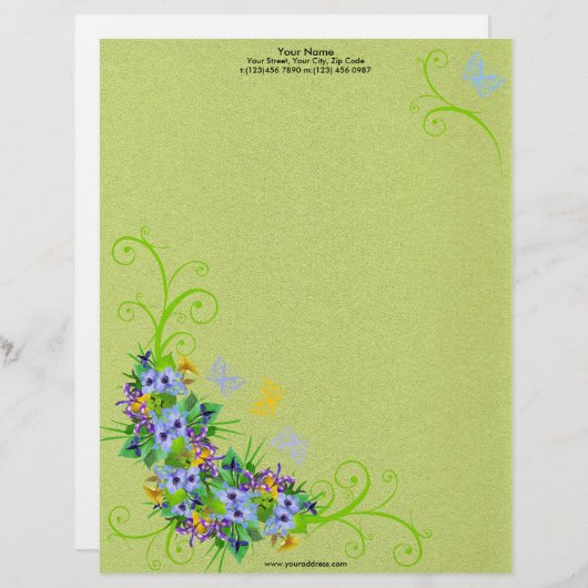 Frühlings-Blume mit Schmetterlings-Briefkopf Briefkopf (Vorne/Hinten)