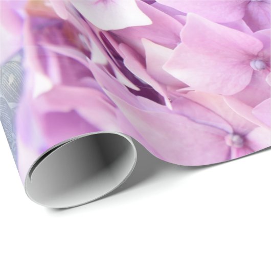 Frühlings-Blumehydrangea-Pastell-Collage Geschenkpapier (Rolleneckpunkt)
