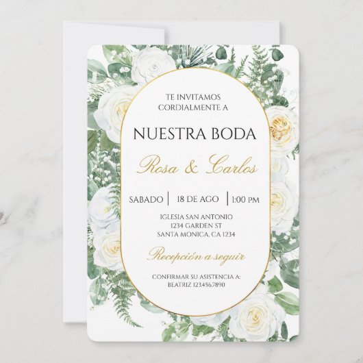 Frühlings-Blumen-Boho-Spanische Hochzeit Einladung (Vorderseite)