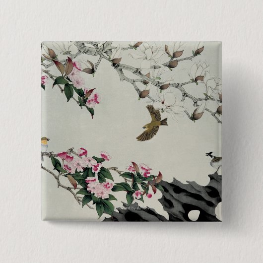 Frühlings-Blumen Button (Vorderseite)