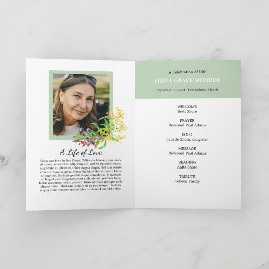 Frühlings-Blumen-Foto-Gedenkprogramm Programm (Innenseite)