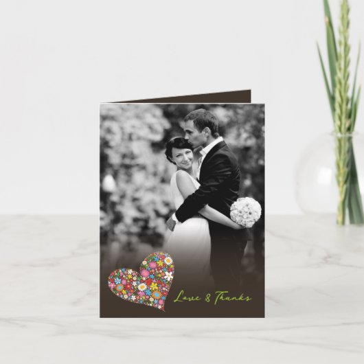 Frühlings-Blumen-Herz-Hochzeit danken Ihnen Dankeskarte (Vorderseite)