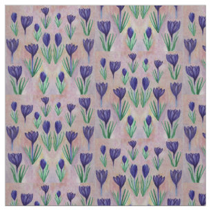 Frühlings-Blumen, lila Krokus-Illustrations-Geweb Stoff