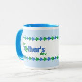 Frühlings-Blumen-Tasse der Mutter Tagesblaue Tasse (Vorderseite Links)