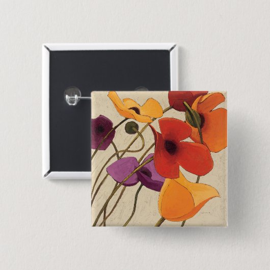 Frühlings-Blumen und Stämme Button (Vorne & Hinten)