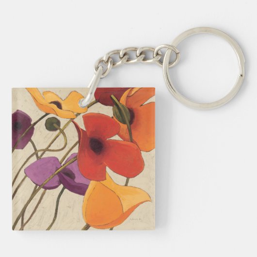 Frühlings-Blumen und Stämme Schlüsselanhänger (Rückseite)