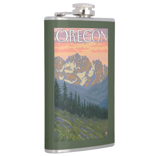 Frühlings-Blumen-Vintages Reise-Plakat Flachmann (Rechts)