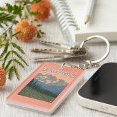 Frühlings-Blumen-Vintages Reise-Plakat Schlüsselanhänger (Vorderseite rechts)