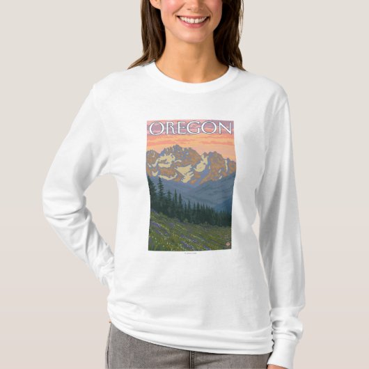 Frühlings-Blumen-Vintages Reise-Plakat T-Shirt (Vorderseite)