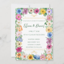 Frühlings-Blumen-Wildblumen-Hochzeitseinladung
