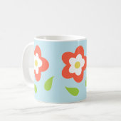 Frühlings-Blumenblasen (auf Blau) Kaffeetasse (Vorderseite Links)