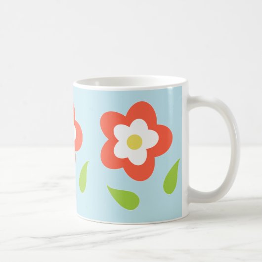 Frühlings-Blumenblasen (auf Blau) Kaffeetasse (Rechts)