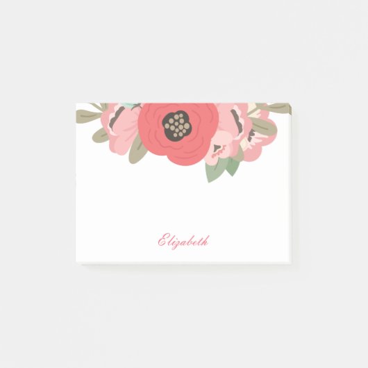 Frühlings-Blumenindividueller Name Post-it Klebezettel (Vorderseite)