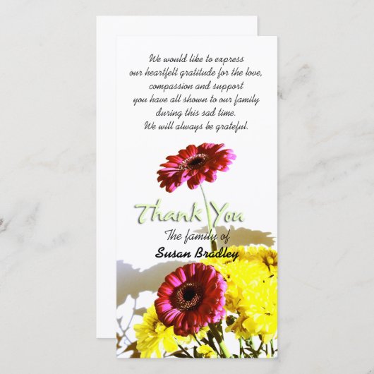 Frühlings-Blumenstrauß-Beileid danken Ihnen 1 Dankeskarte (Vorne/Hinten)
