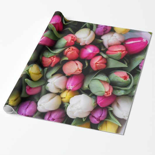Frühlings-Blumenstrauß der bunten Tulpe-Blüte Geschenkpapier (Ungerollt)