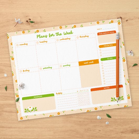 Frühlings-Blumensträuße Wöchentlich Montag Startpl Notizblock