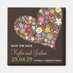 Frühlings-Blumenvalentine-Herz Save the Date Magnet