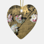 Frühlings-Blüten auf Sepia-Blumen-Verzierung Keramik Ornament (Links)