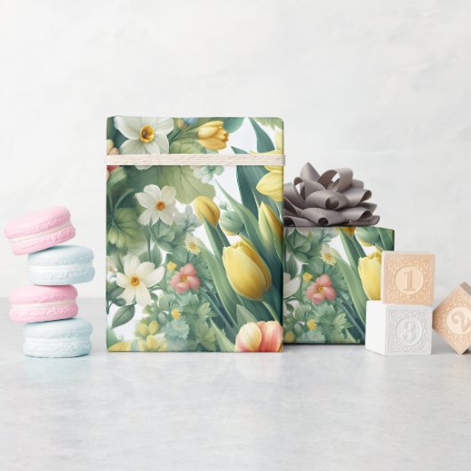 Frühlings-Botanik-Blumen-Geschenkpapier Geschenkpapier (Babyparty)