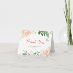 Frühlings-Botanischer-Blush-Pfirsichblüten-Dankesc Dankeskarte