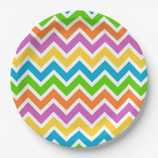 Frühlings-Chevron-Papierteller Pappteller (Vorderseite)