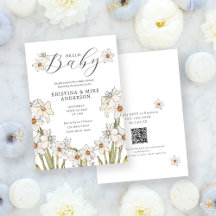 Frühlings-Daffodil-QR-Code Hallo Baby-Party